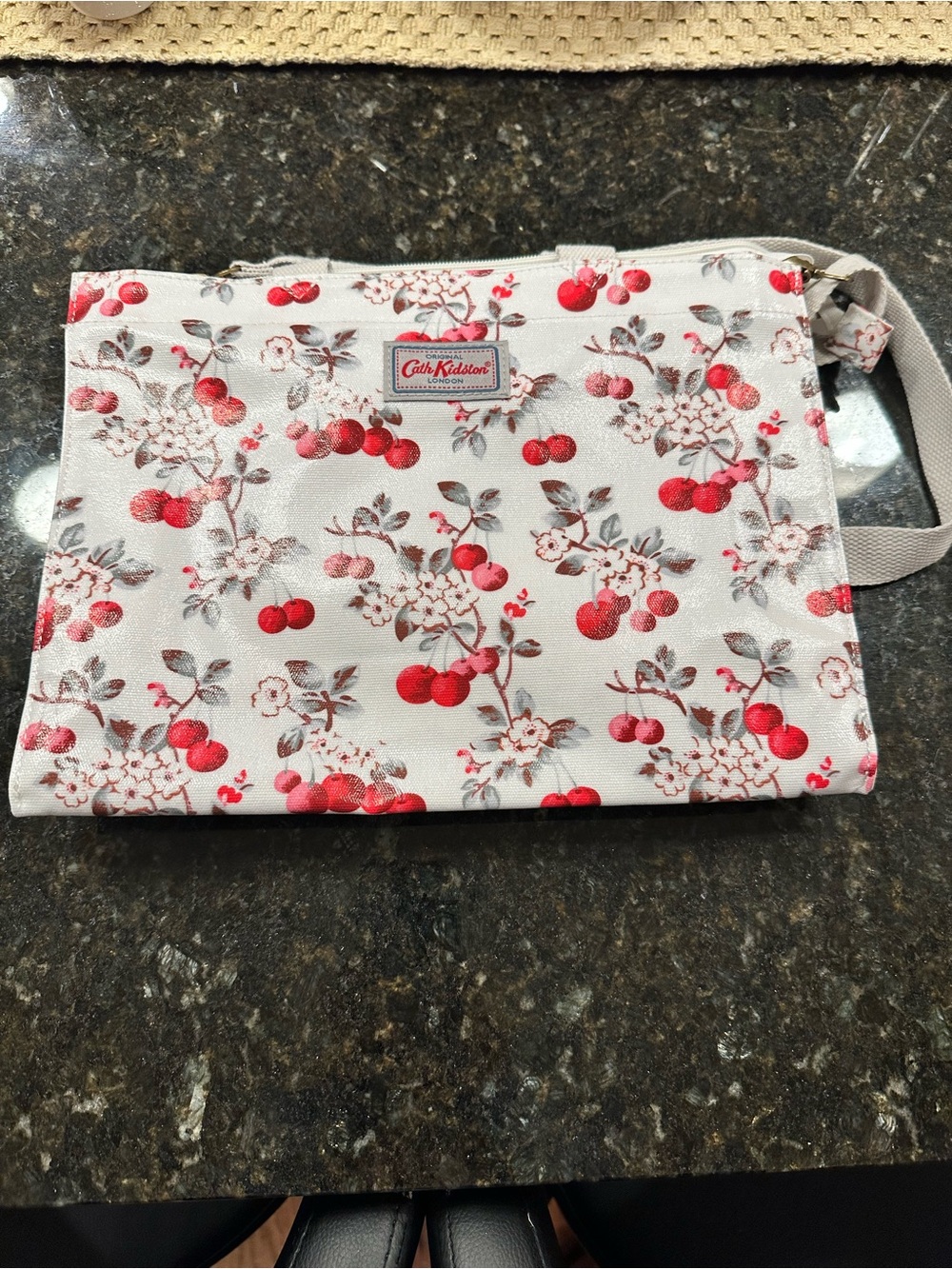 Cath Kidston White and Red Cherry-Print Wristlet Clutch